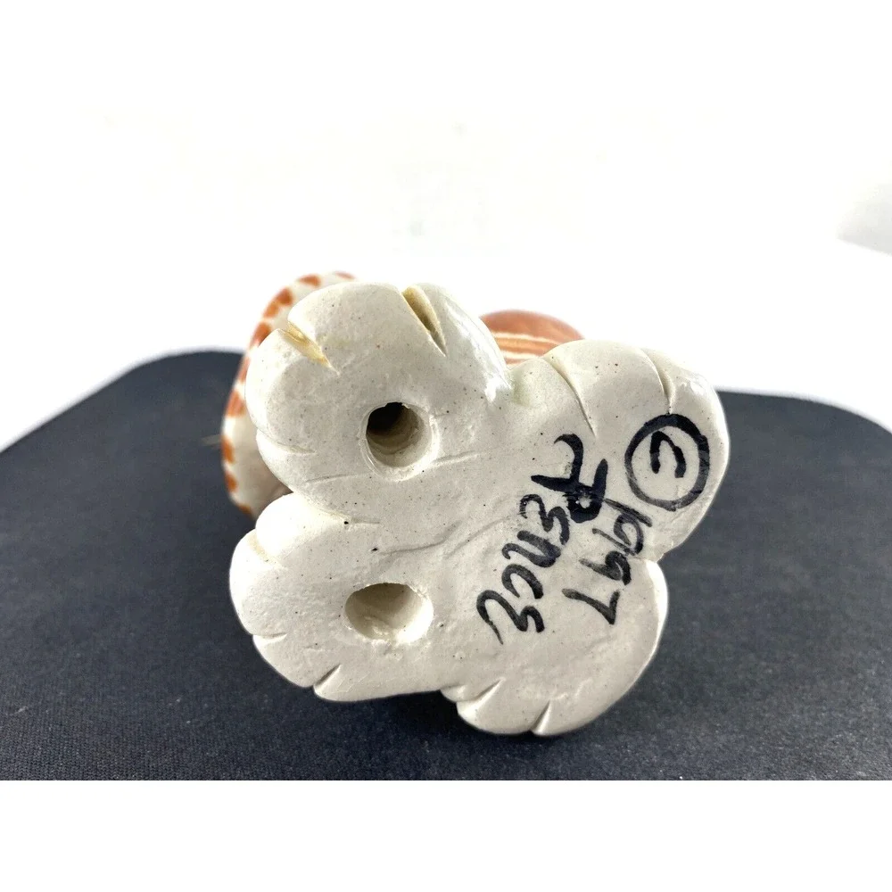 Vtg Striped Cat Pencil Holder Ceramic Handmade Gift Signed Anatomically Correct